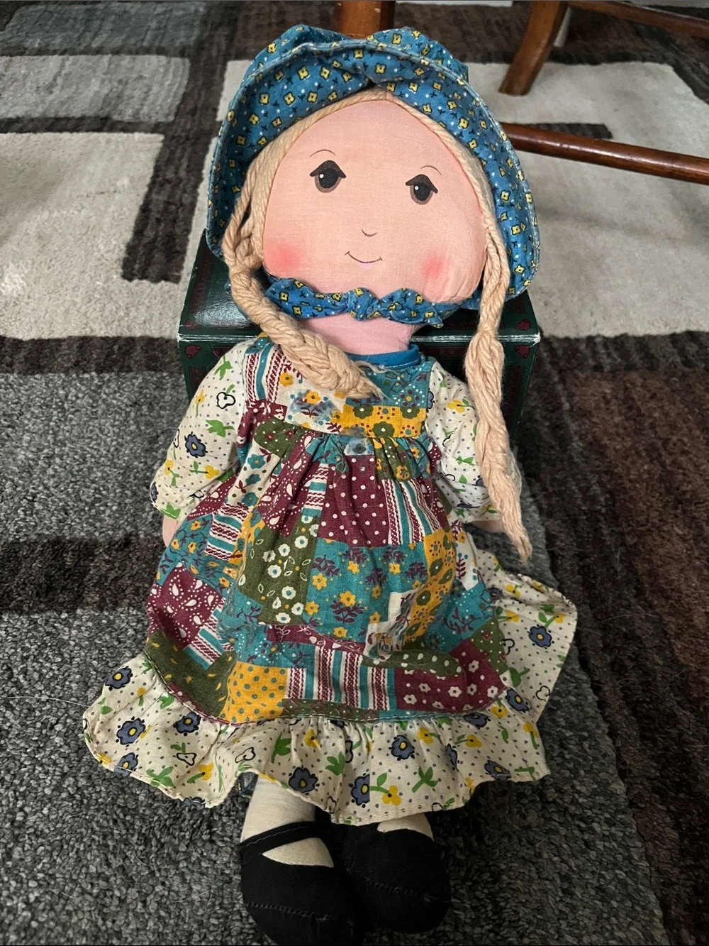 1970s Vintage Knickerbocker Holly Hobbie Cloth Rag Doll